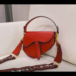 Red Saddle Handbag